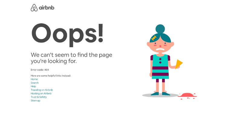 Airbnb 404 page example